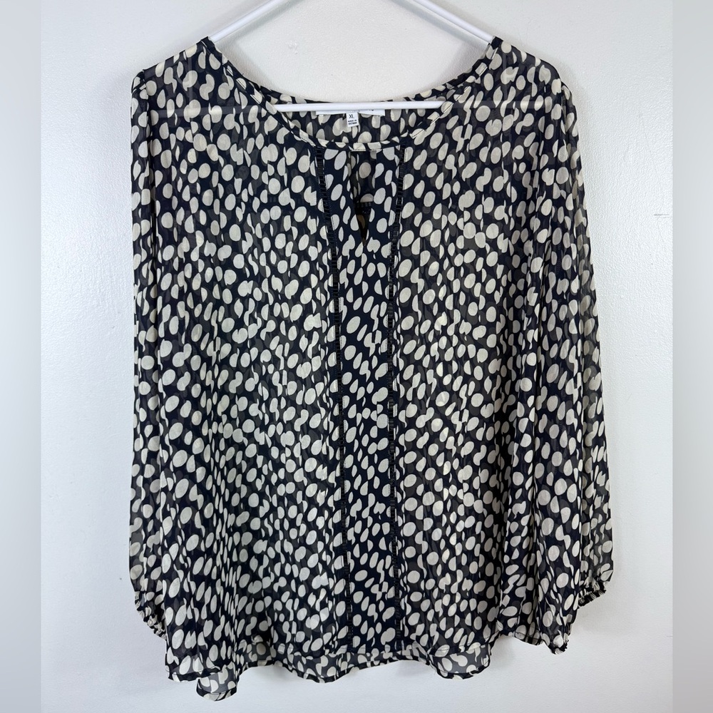 Collective Concepts Polka Dot Blouse Black White XL Lightweight Office Business
